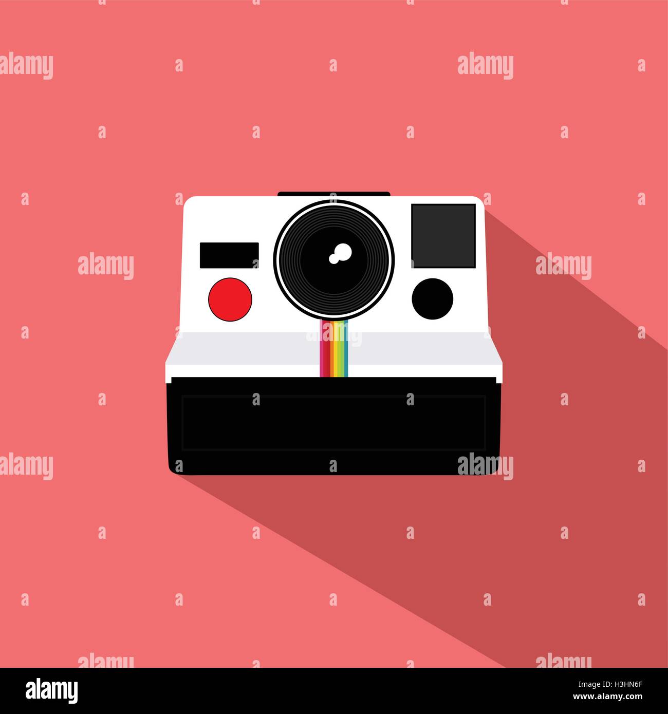 Polaroid Vintage Camera Flat Design Vector Stock Vector