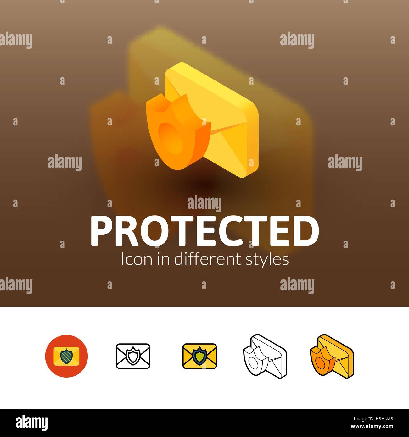 Protected icon in different style Stock Vector Image & Art - Alamy