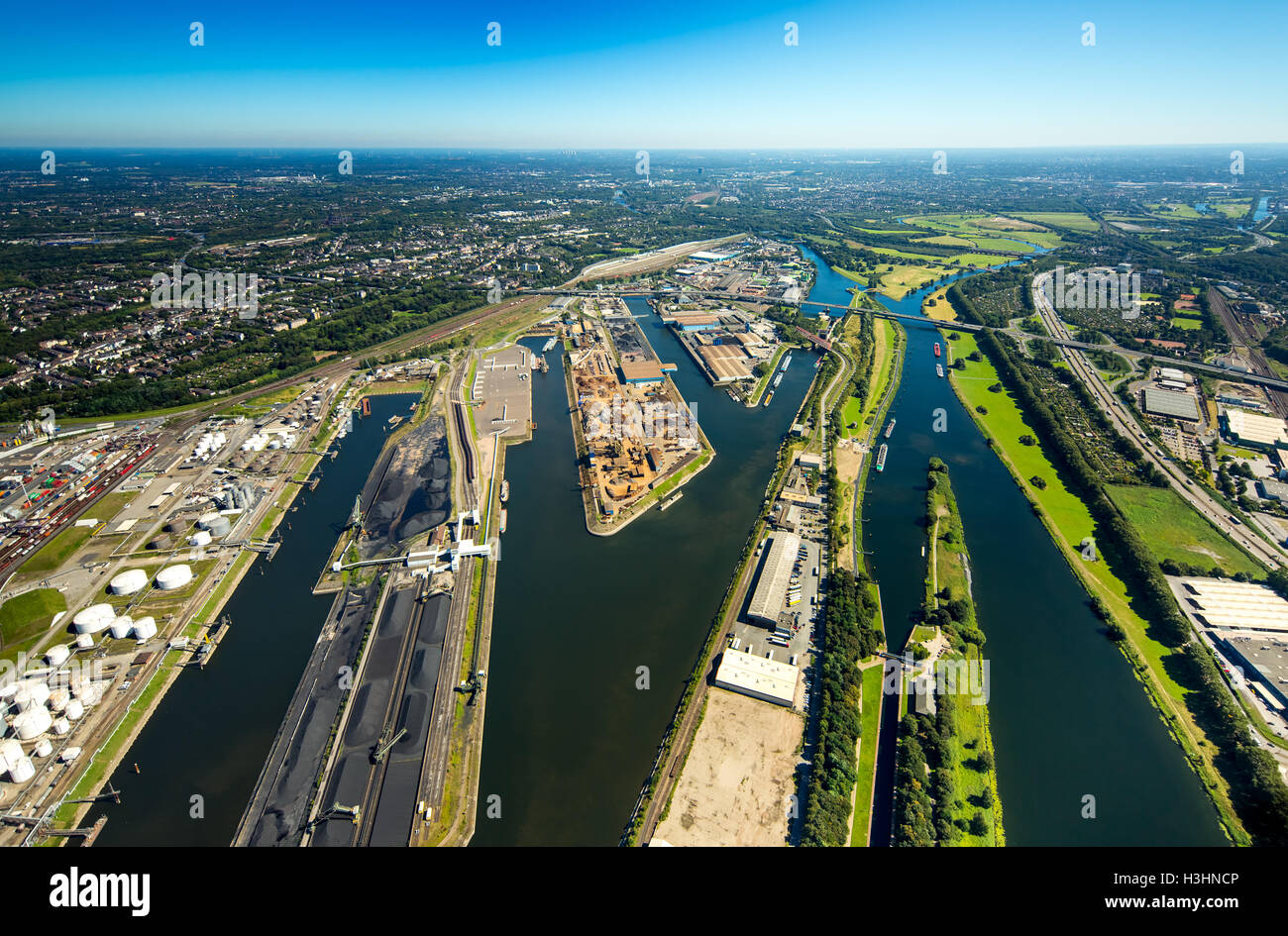 Aerial View, Duisport, The Largest Inland Port In Europe, Ruhr, Rhine ...