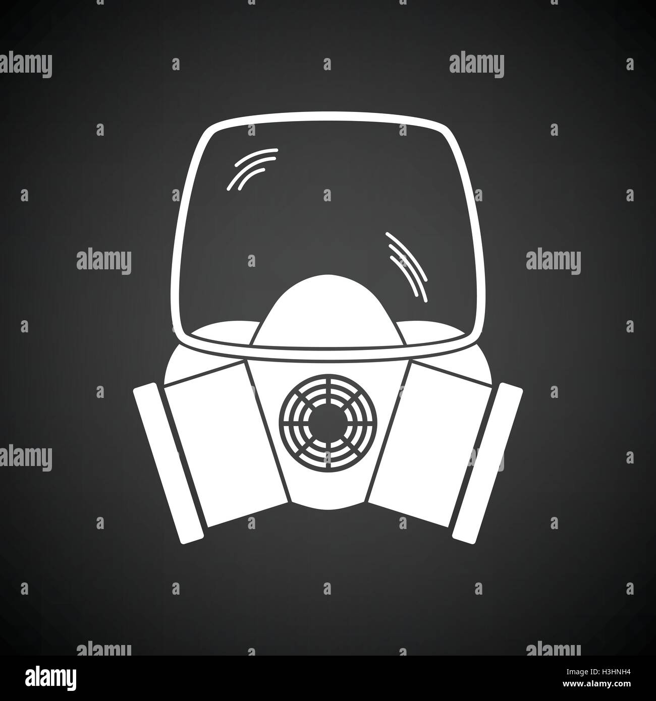 Fire mask icon. Black background with white. Vector illustration Stock ...