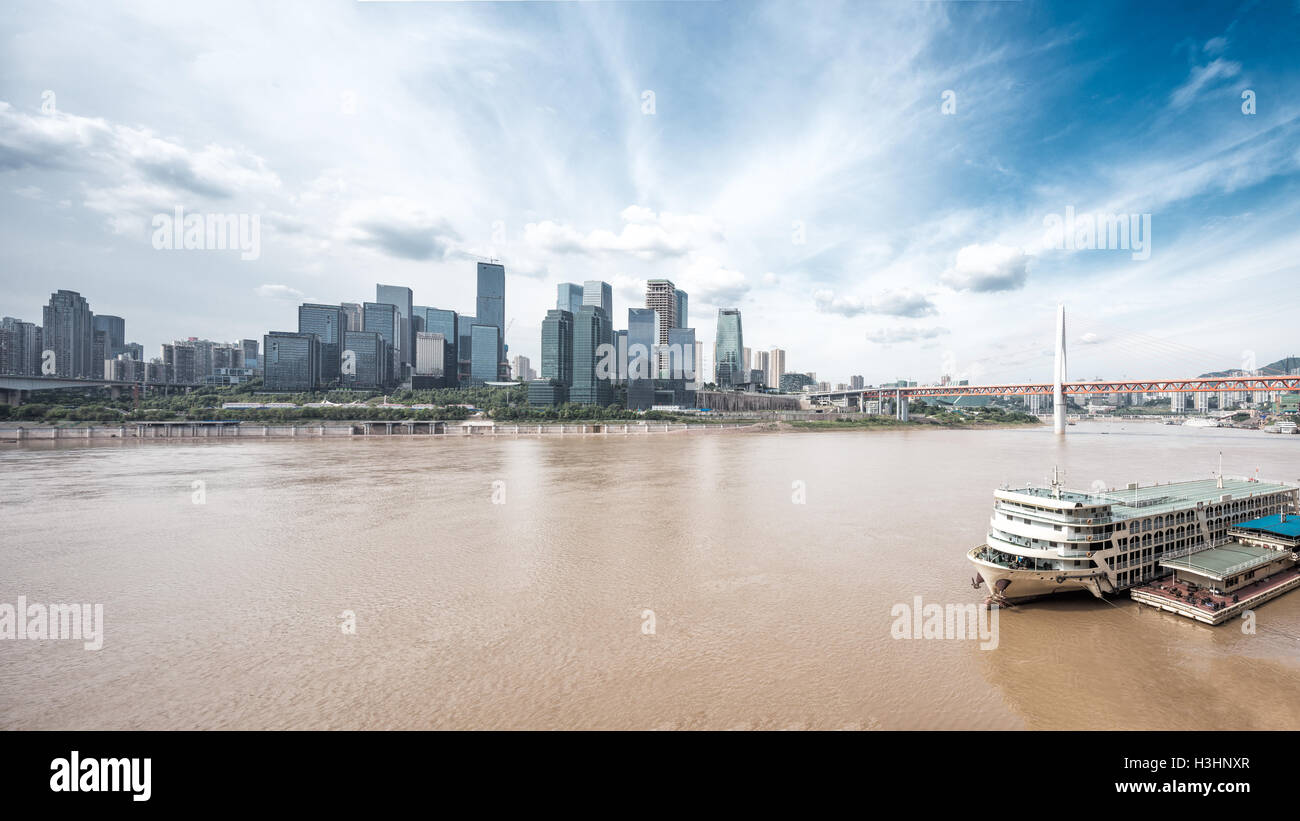 cityscape and skyline of chongqing from water Stock Photo