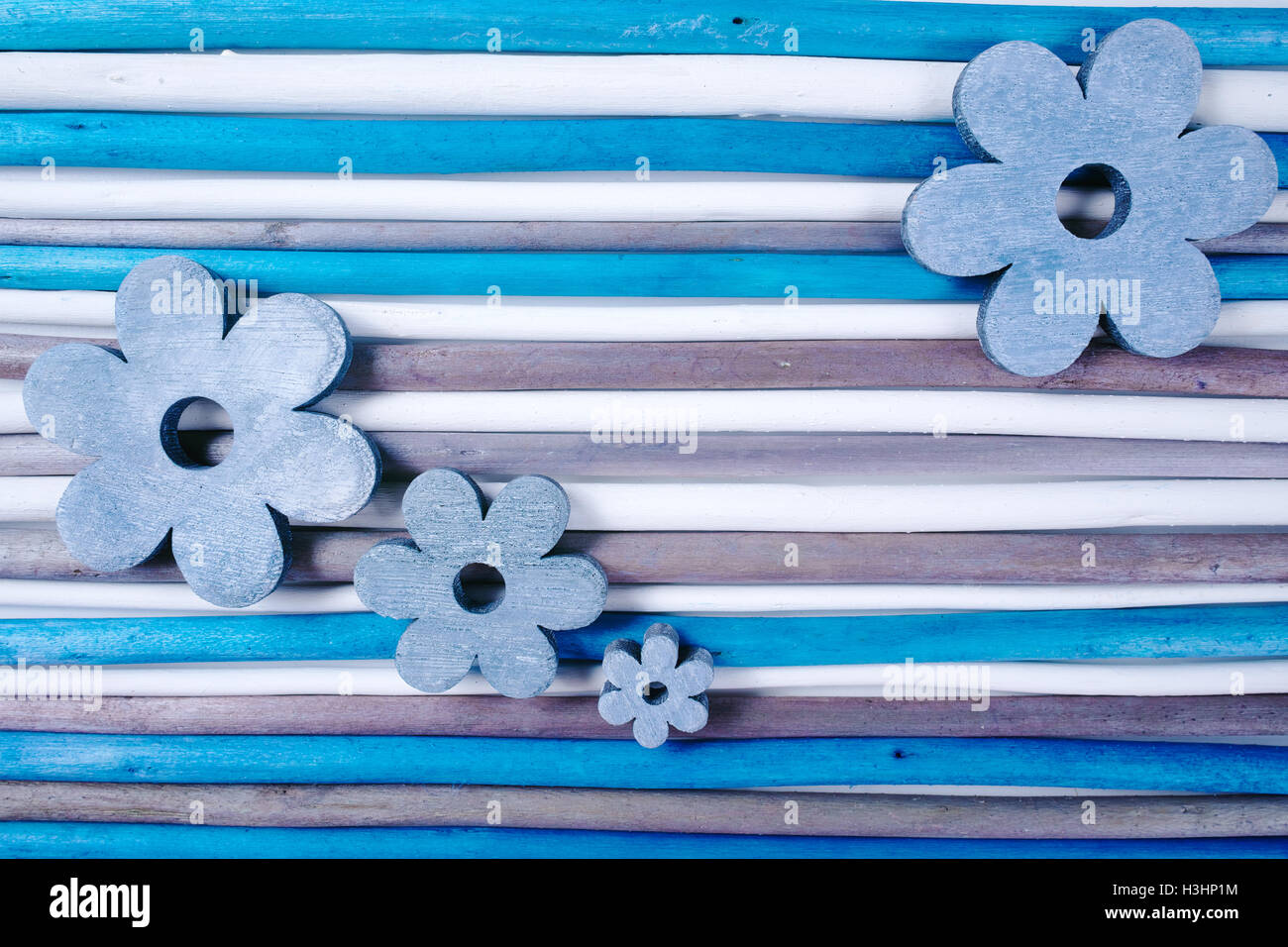 Decorative colorful wooden sticks on white background Stock Photo