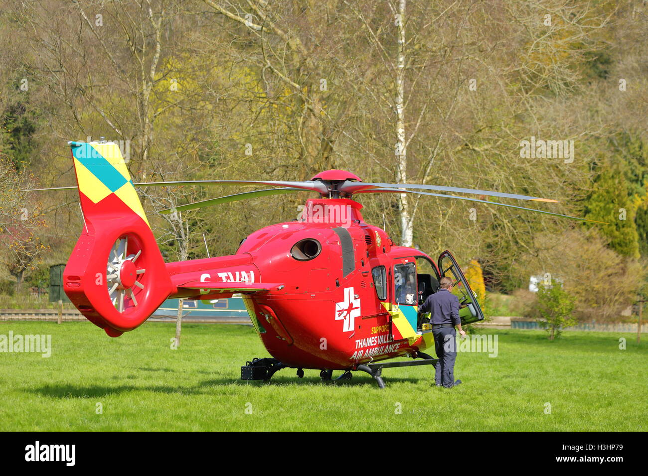 Thames Valley and Chilterns Air Ambulance Trust. Eurocopter EC135 G-TVAL Stock Photo