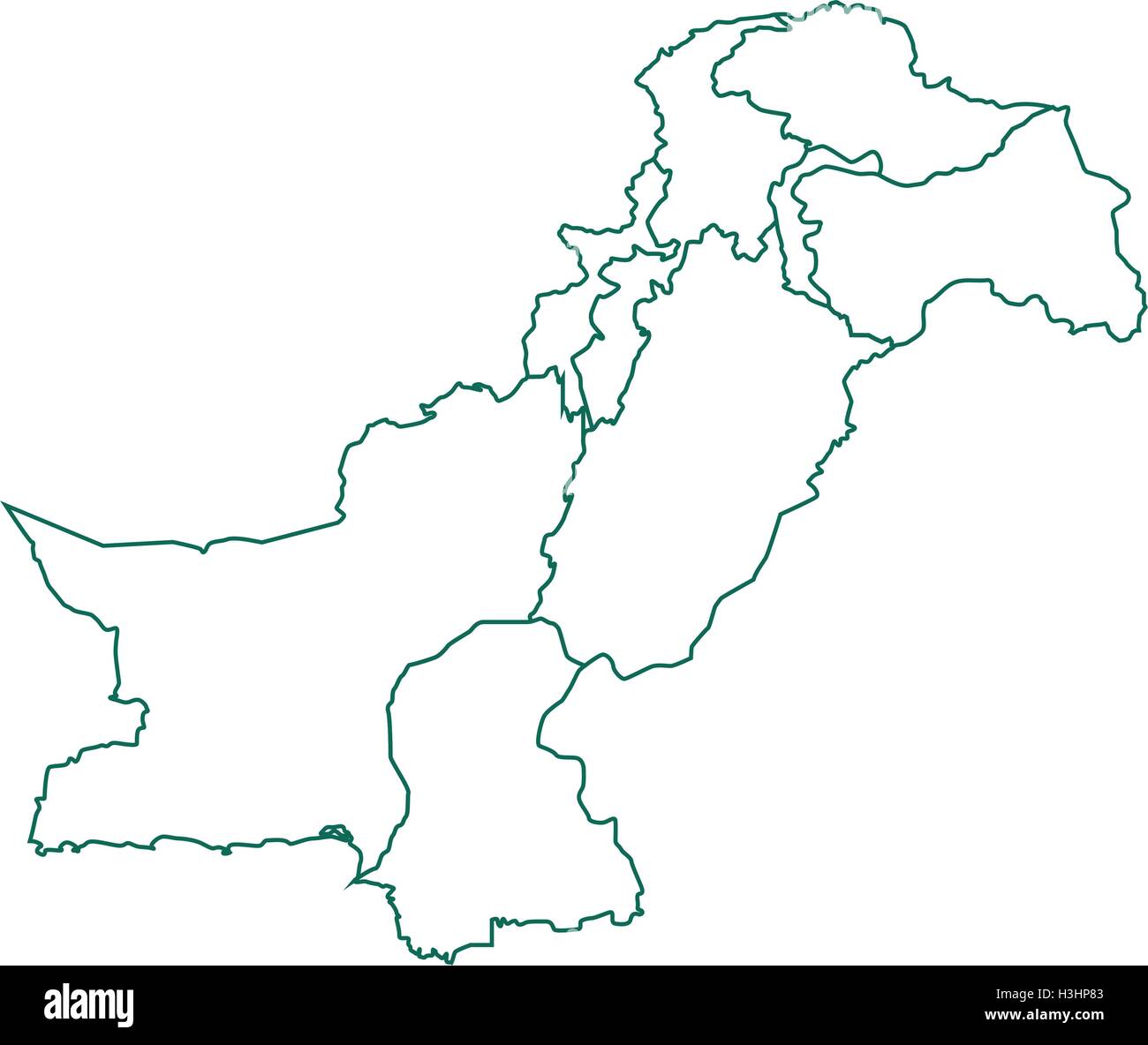 Pakistan map with all states and provinces Stock Vector
