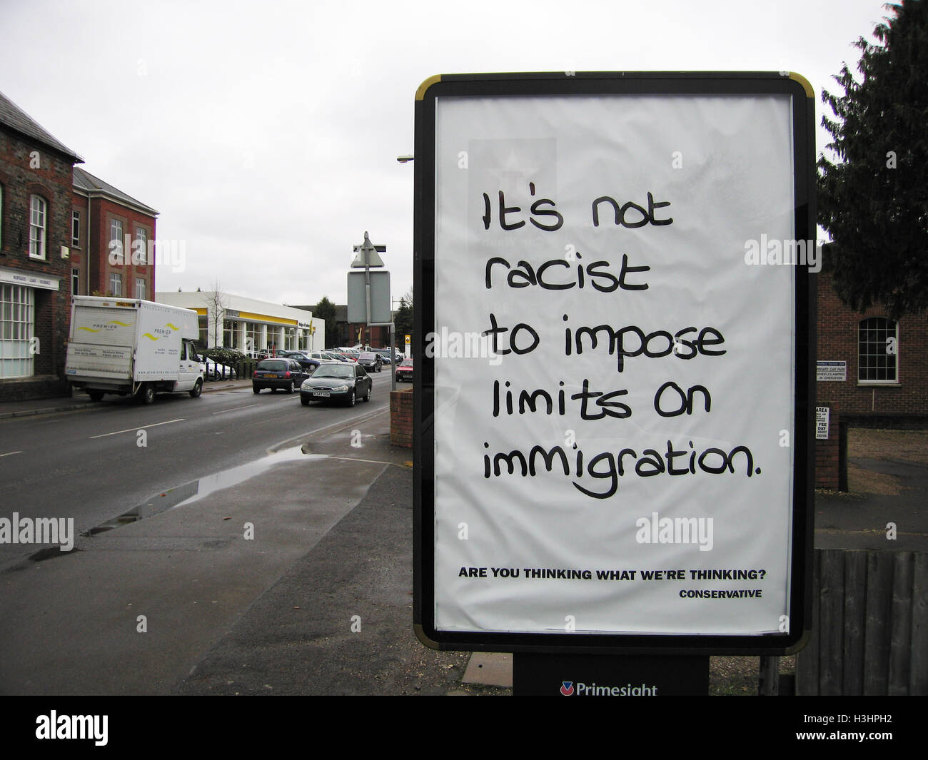 Arguably racist slogan for the Tory Party (Conservative Party) during the 2005 general election in Britain Stock Photo
