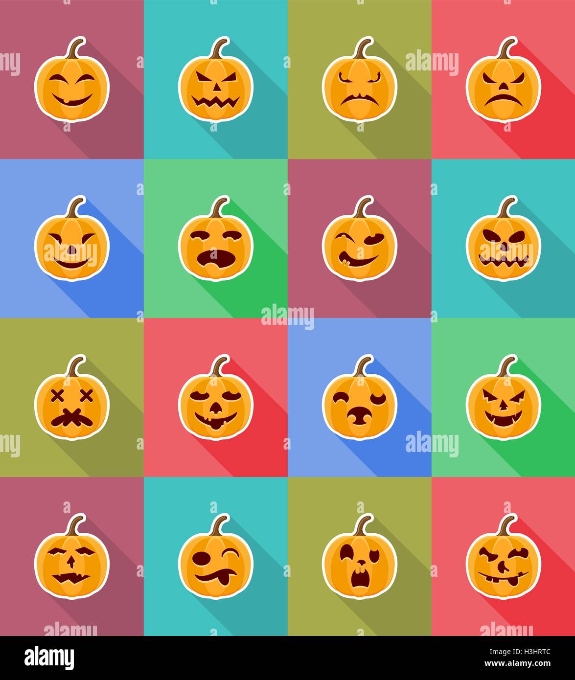 halloween pumpkin flat icons vector illustration isolated on background ...