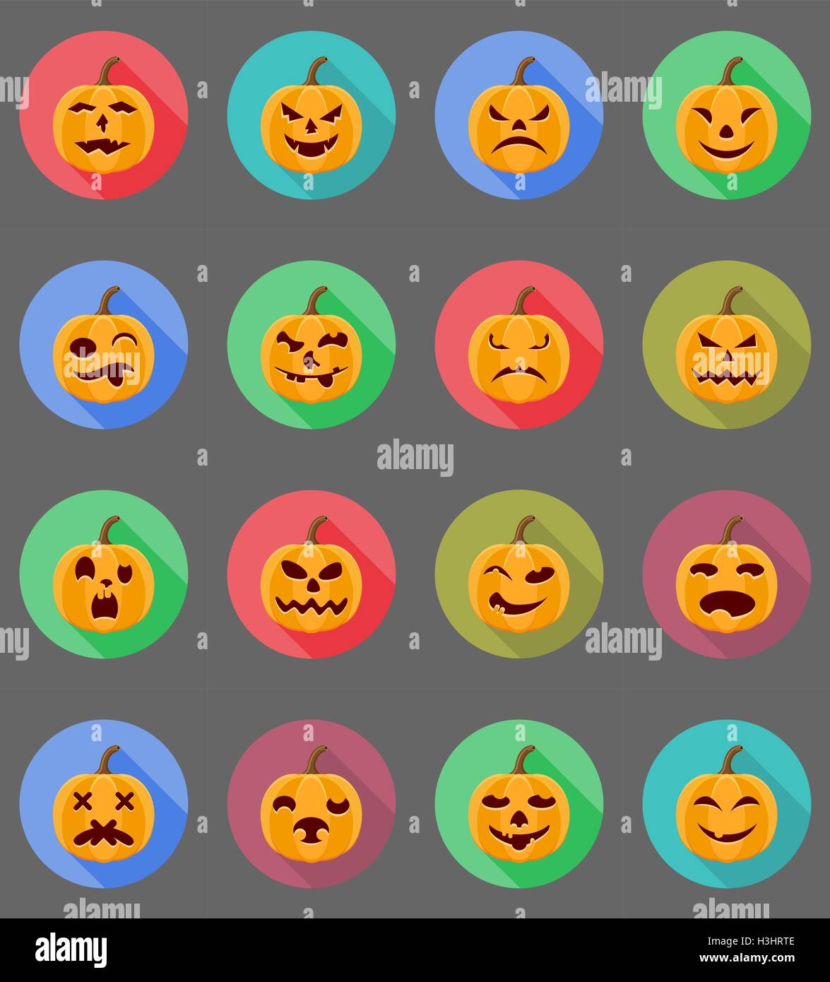 halloween pumpkin flat icons vector illustration isolated on background ...