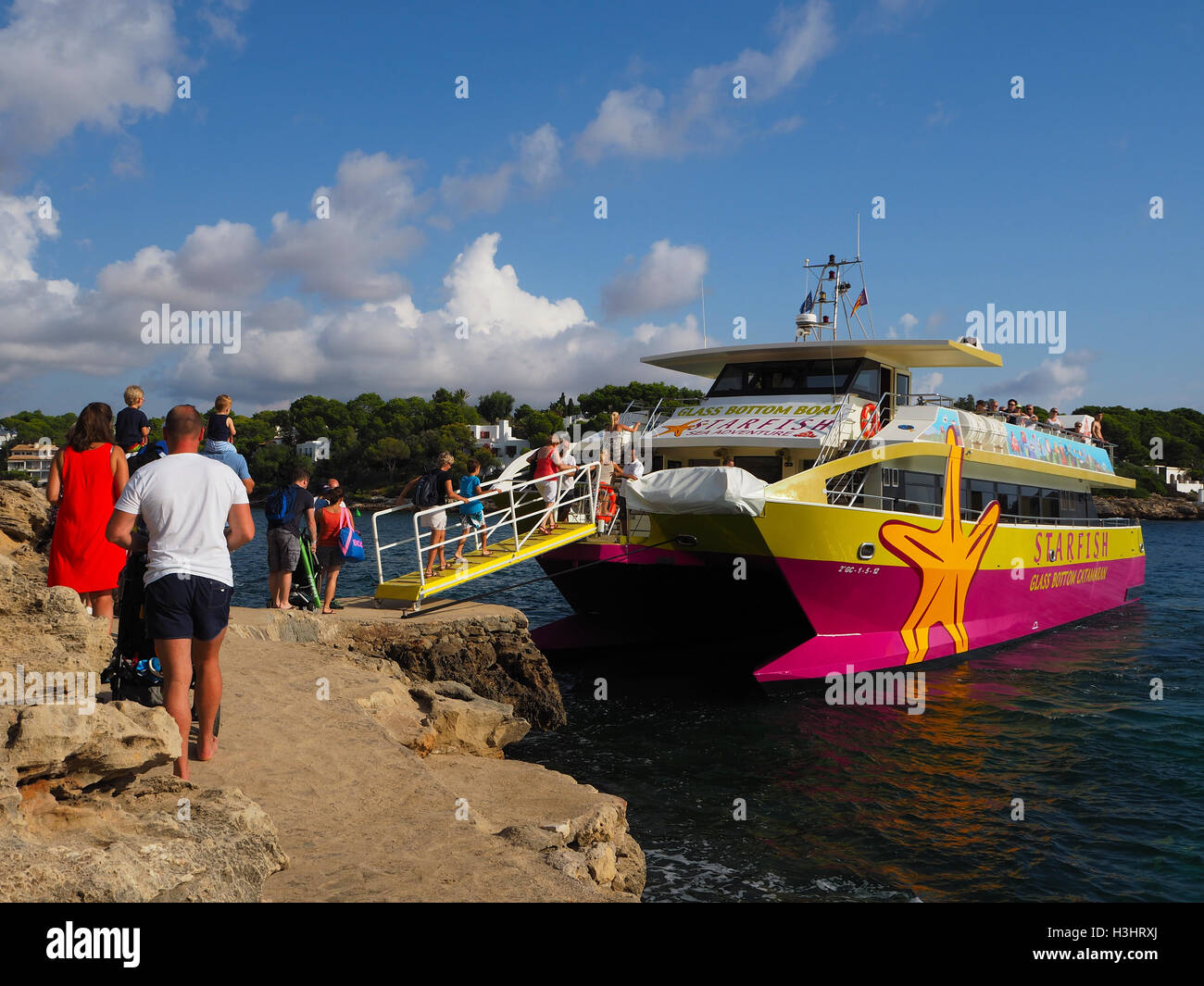 Starfish cruising boat, Cala d,Or, Majorca, Spain Stock Photo