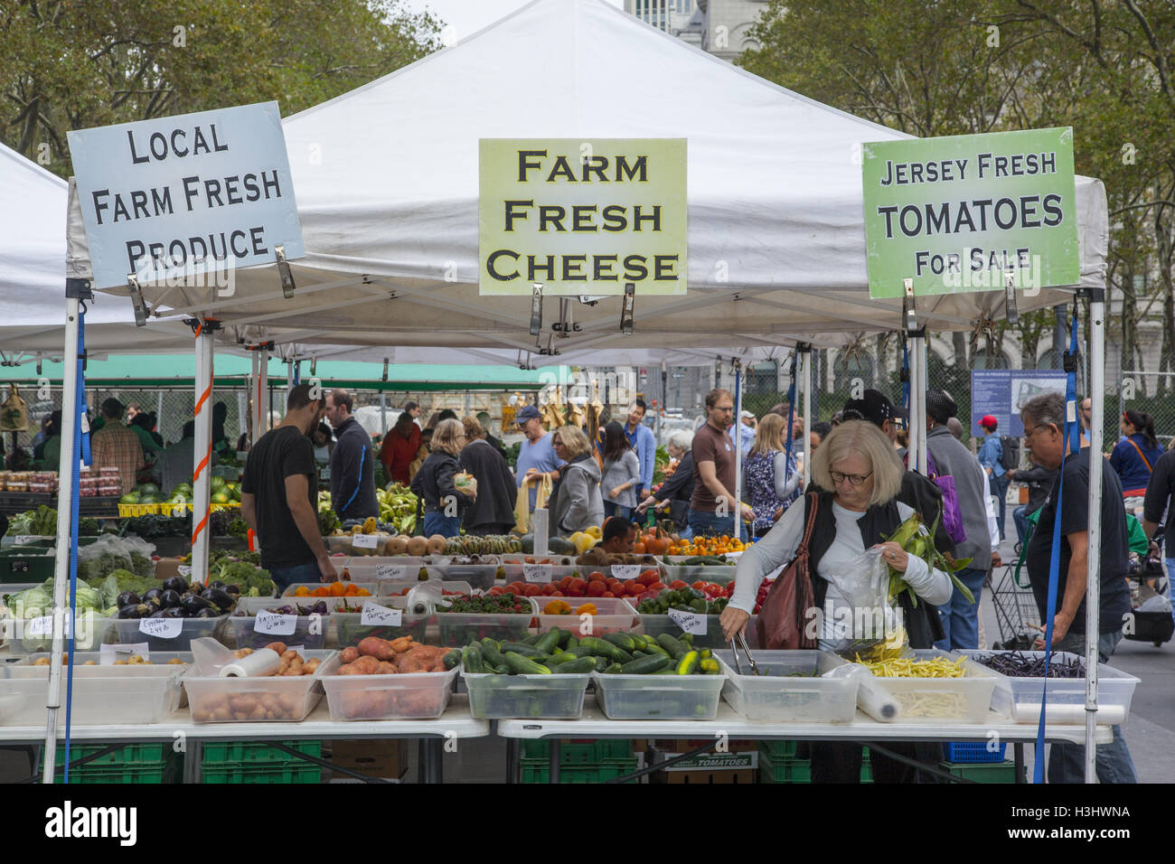 Popular farmers market at Borough Hall in downtown Brooklyn, NY Stock