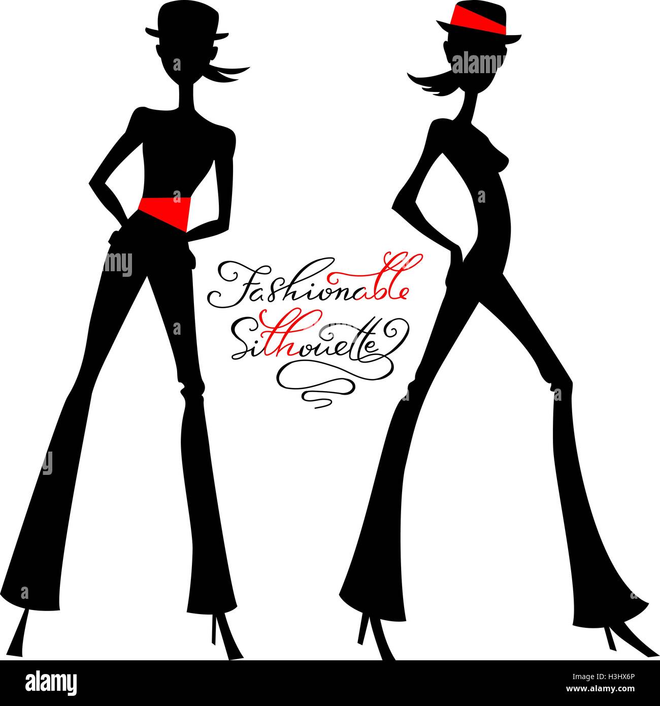 Vector silhouette of fashion girls top models Stock Vector Image & Art ...