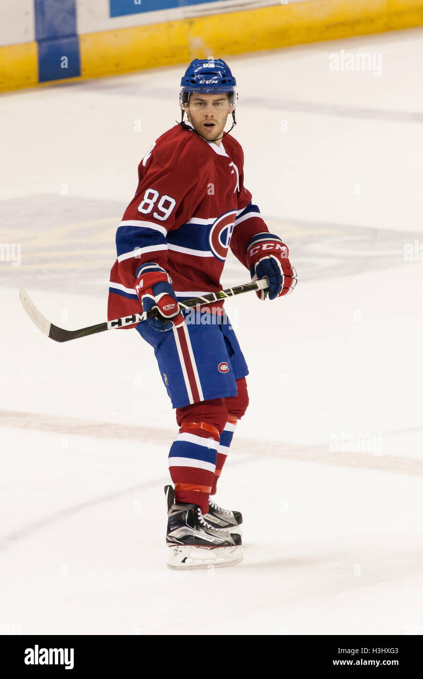 Game action between the Montreal Canadiens and the Pittsburgh Penguins during the 2016 NHL Rookie Tournament on Sept., 16, 2016  Stock Photo