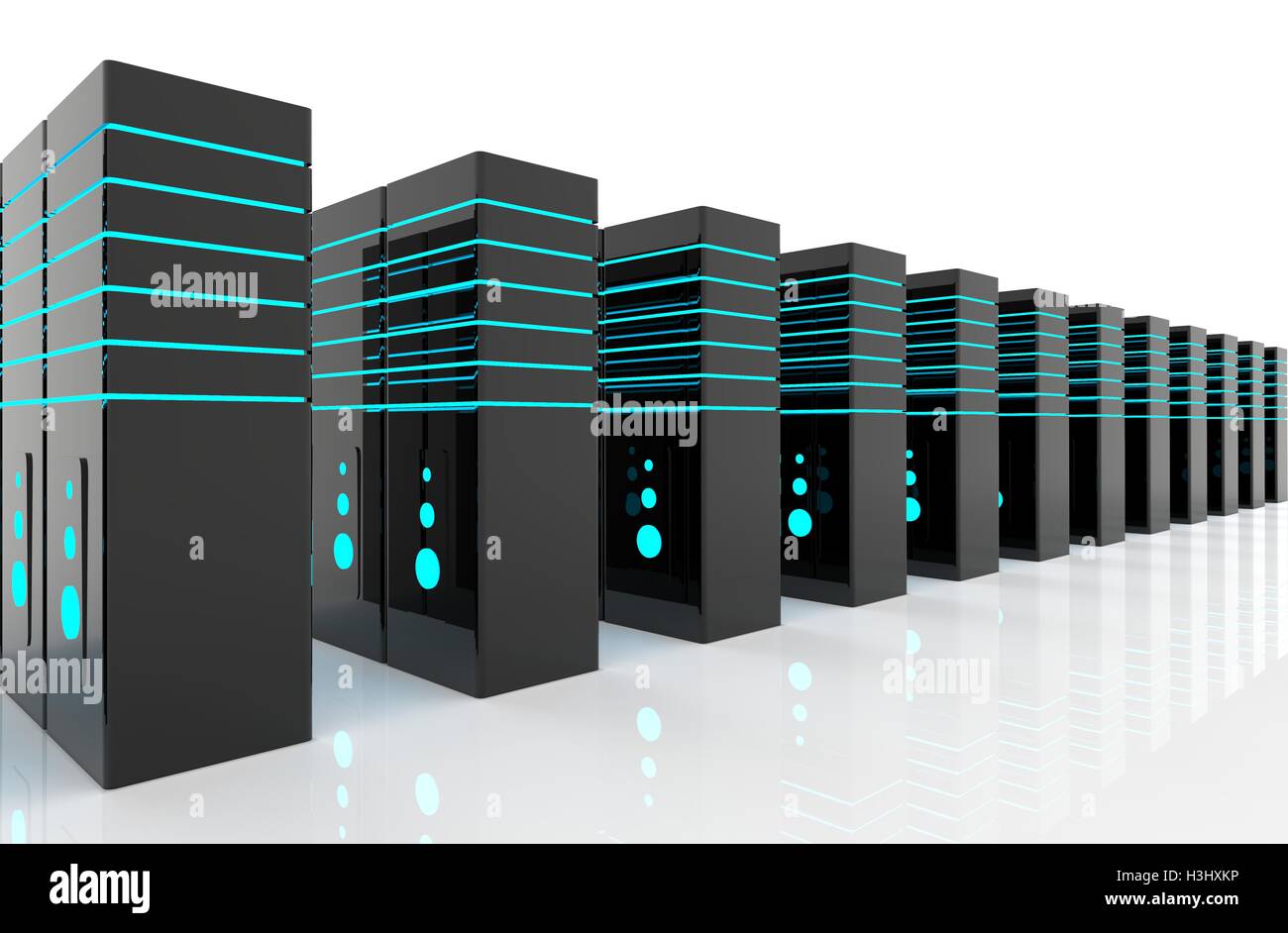 computer network server room 3d render representing internet and ...