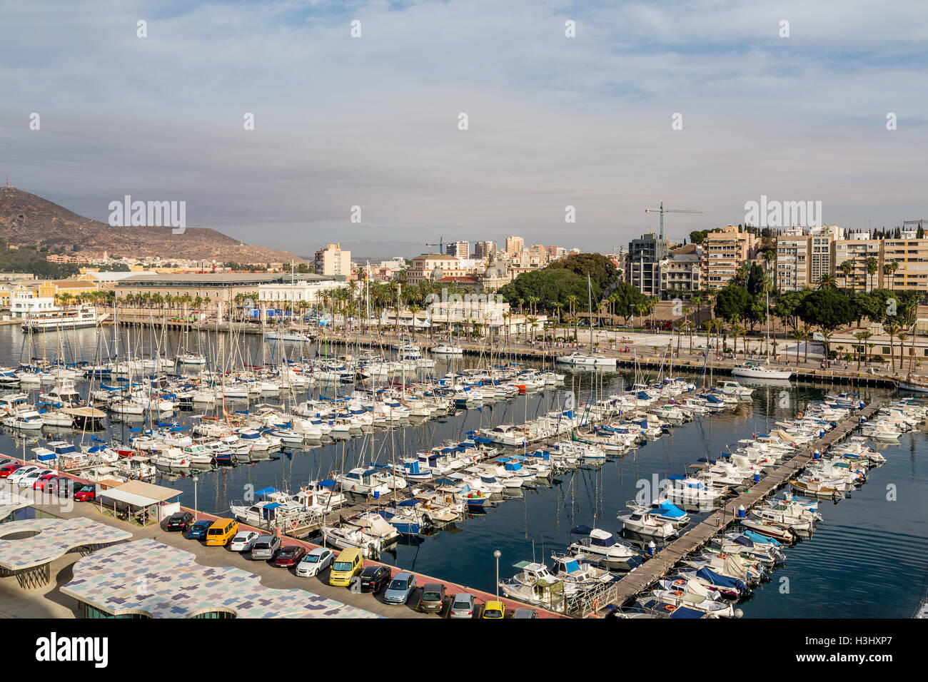 The yacht harbor on the coast of Spain in Cartegena Stock Photo