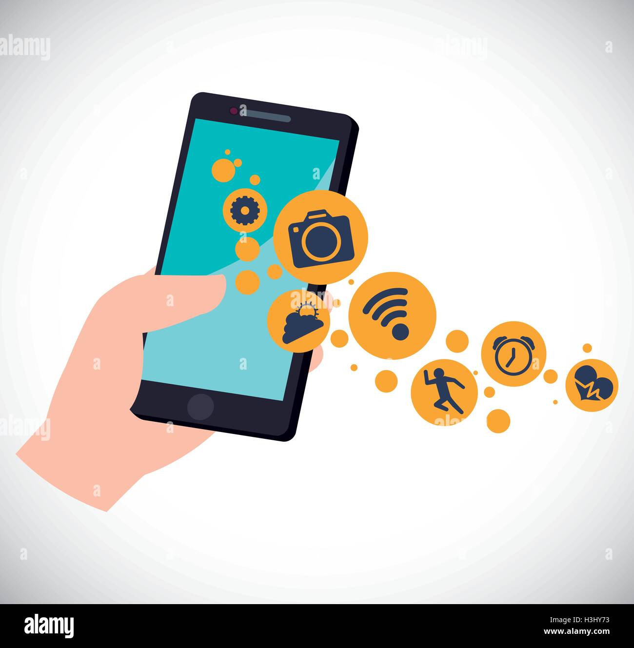 smartphone with apps wearable technology Stock Vector Image & Art - Alamy