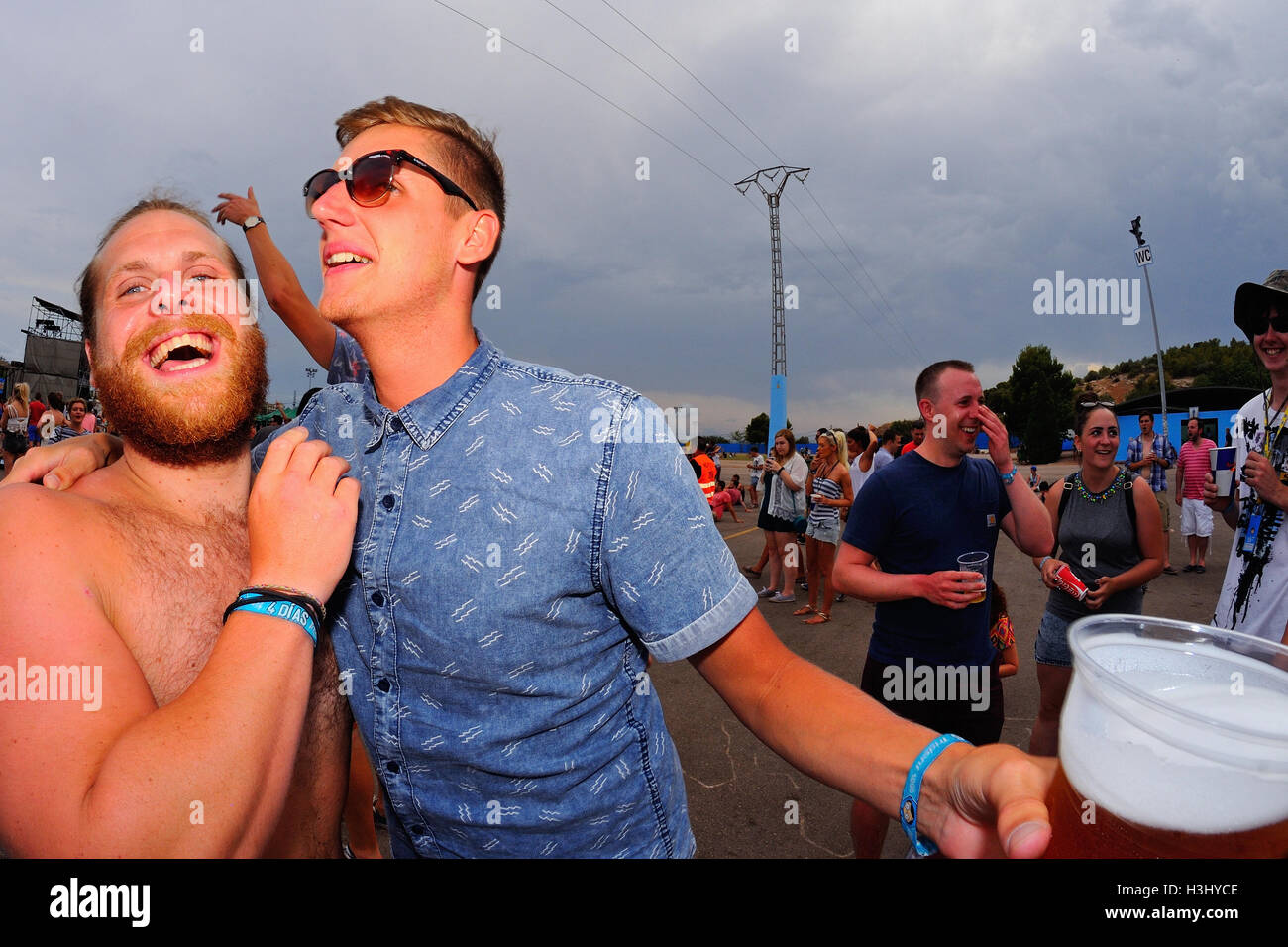 BENICASSIM, SPAIN - JULY 18: Crowd in a concert at FIB Festival on July 18, 2014 in Benicassim, Spain. Stock Photo