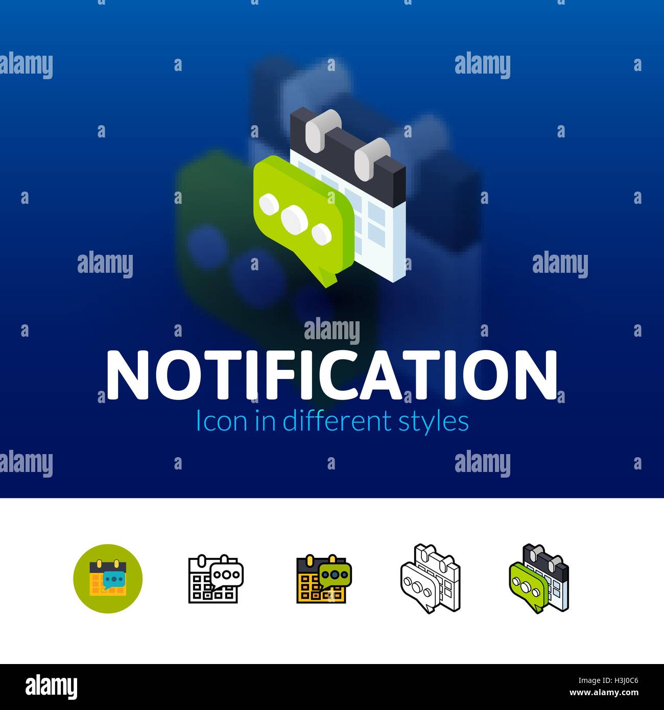 Notification icon in different style Stock Vector Image & Art - Alamy