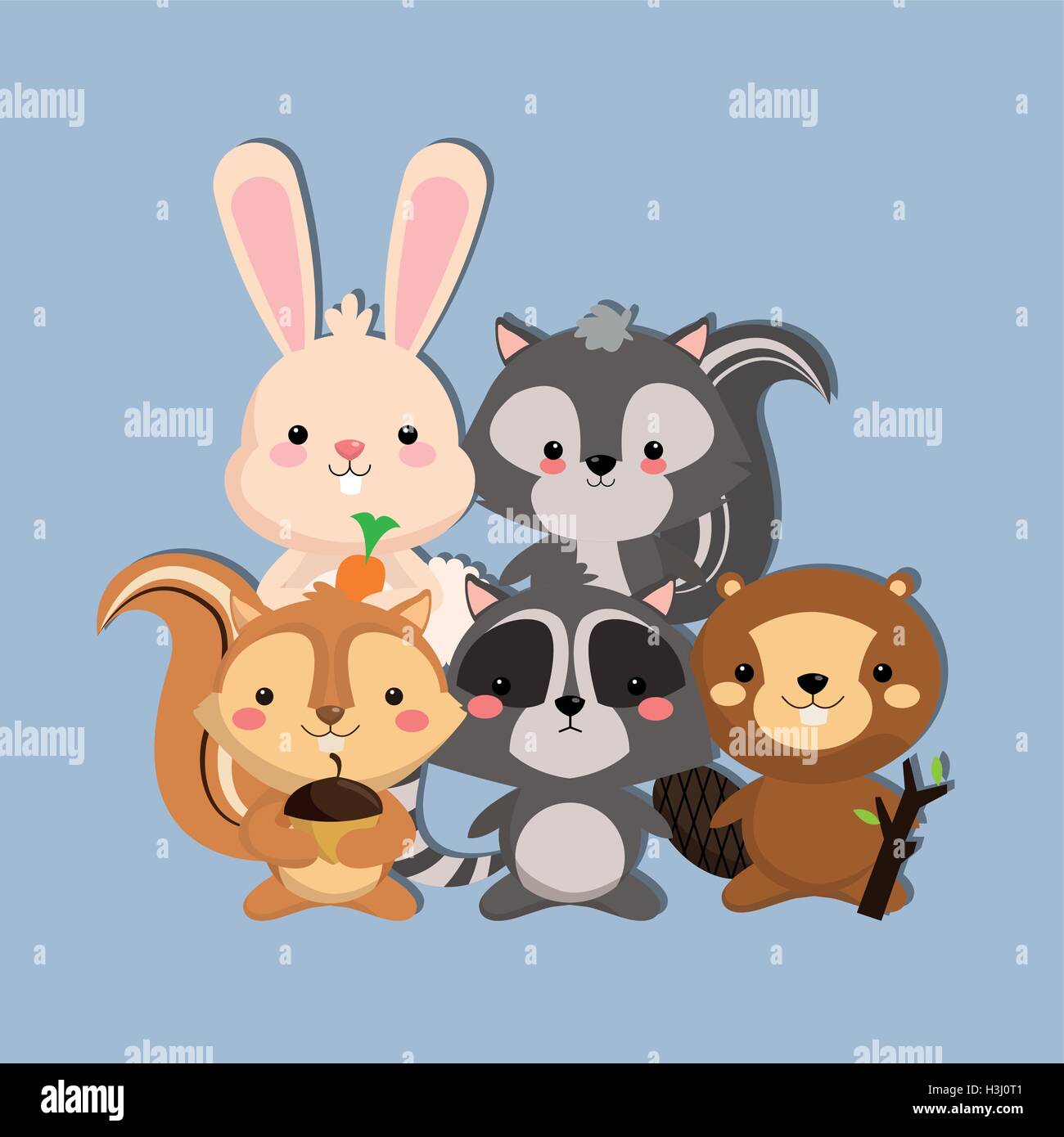 Monkey Skunk Rabbit cute skunk rabbit squirrel racoon and beaver image Stock Vector Image ...