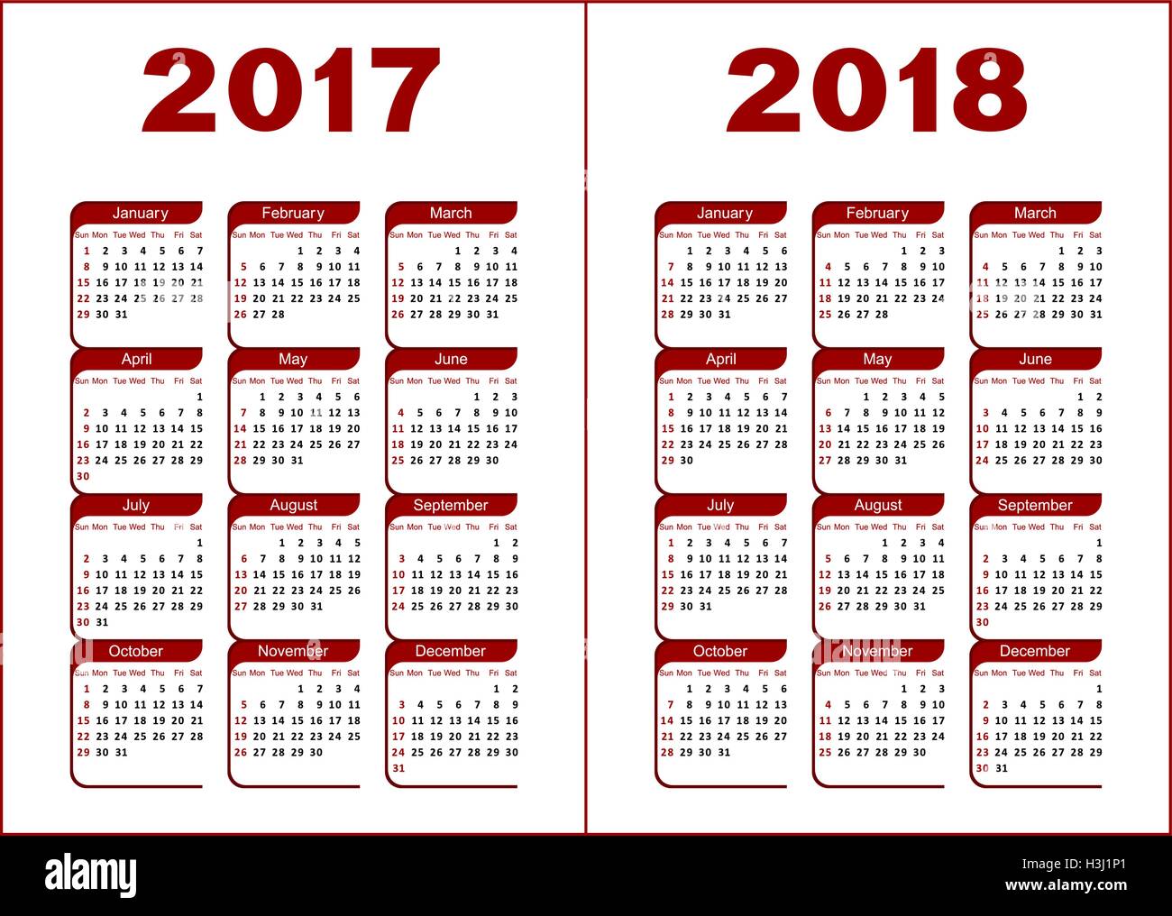 Calendar 2017, 2018 Stock Vector