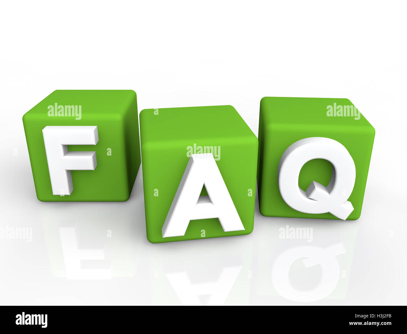 FAQ green cubes Stock Photo - Alamy