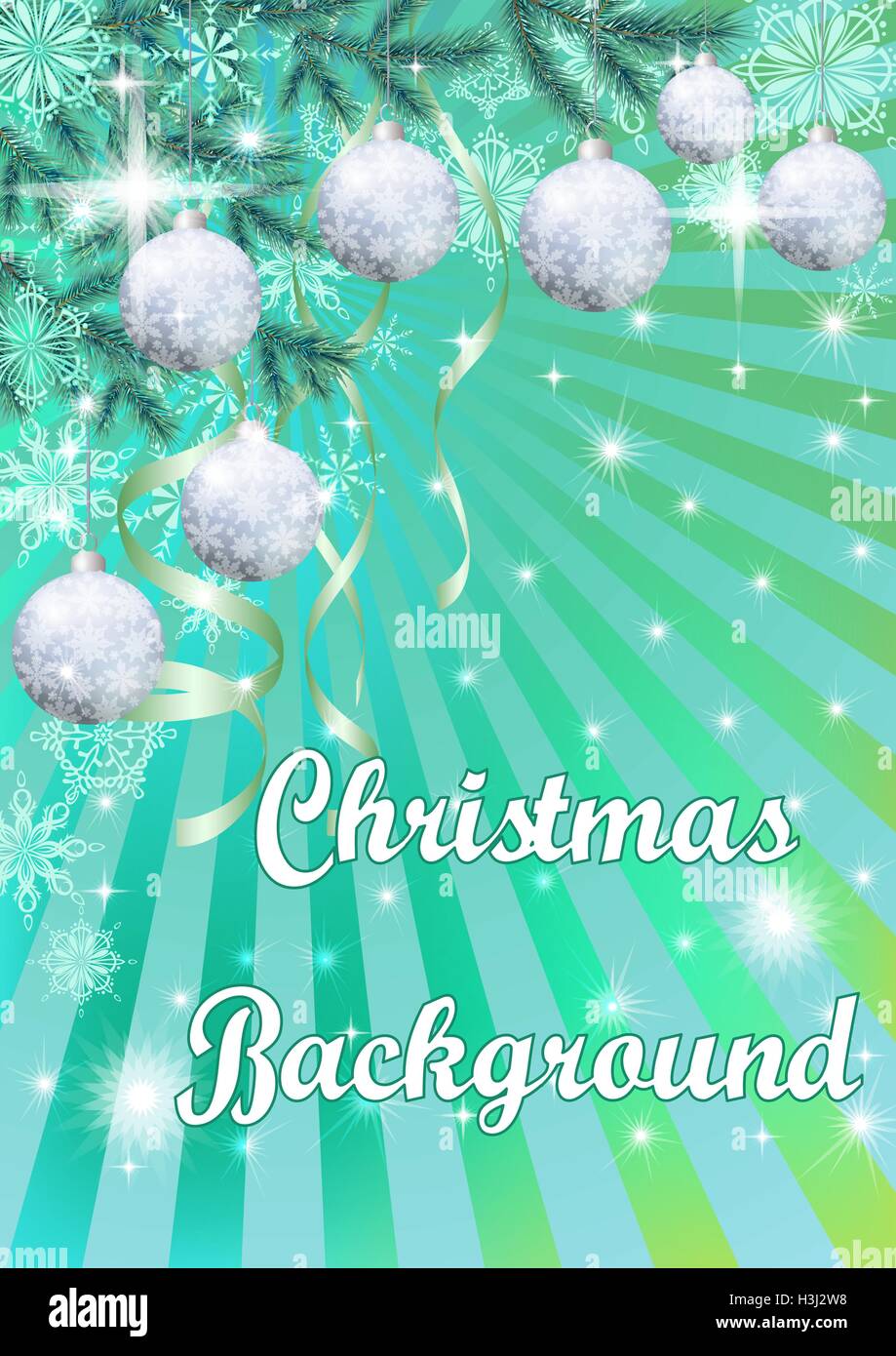 Christmas Background with Fir and Balls Stock Vector Image & Art - Alamy