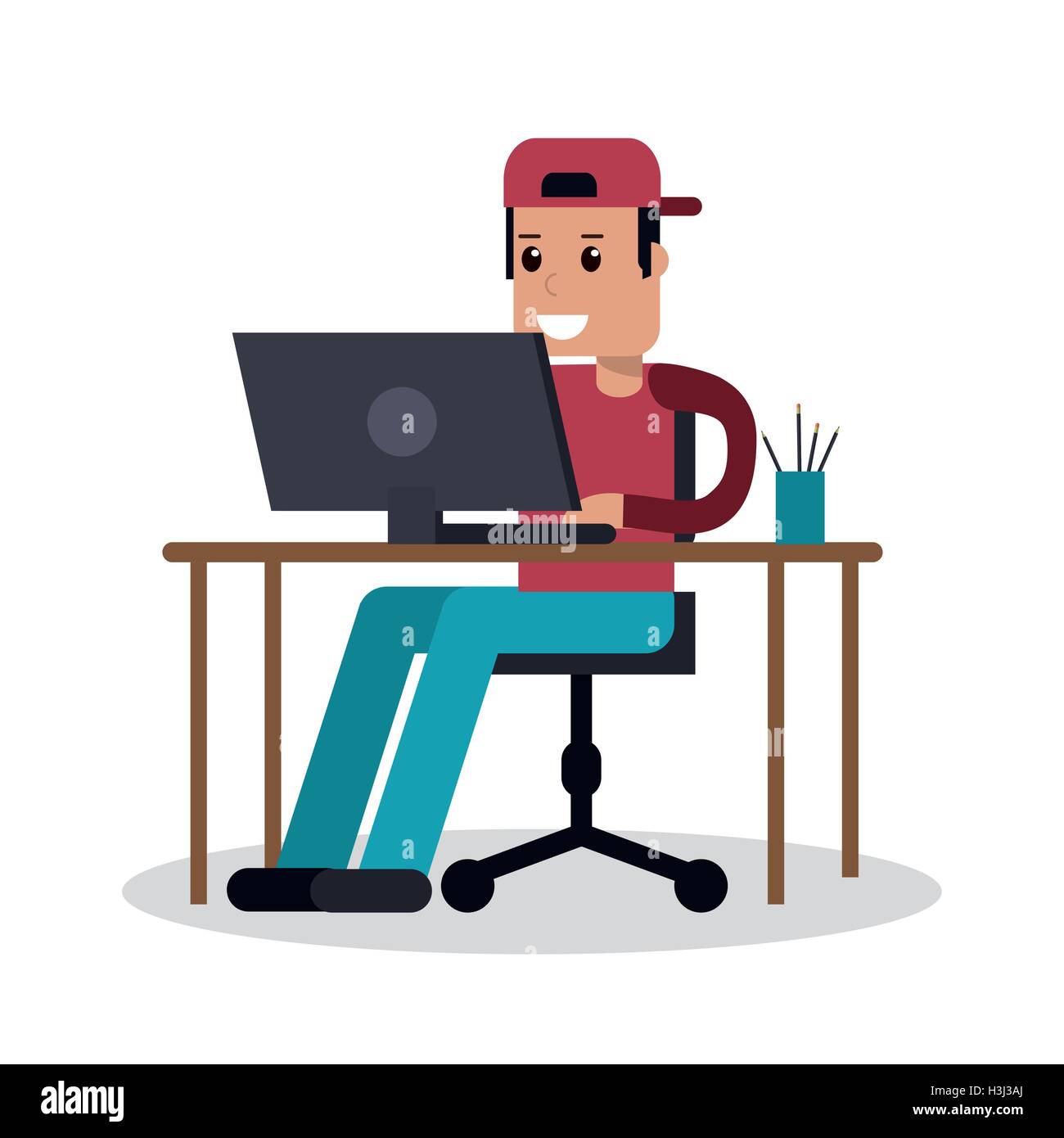 boy Working on laptop design Stock Vector Image & Art - Alamy