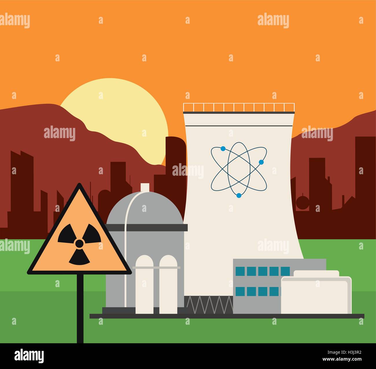 nuclear plant in colorful design, vector illustration Stock Vector ...