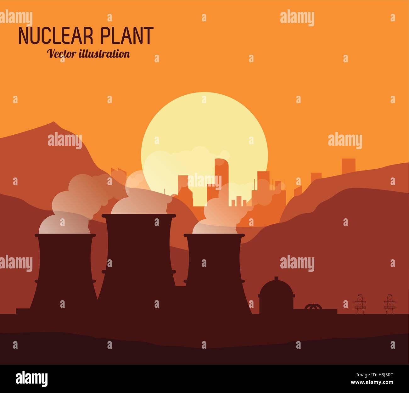 nuclear plant in colorful design, vector illustration Stock Vector ...