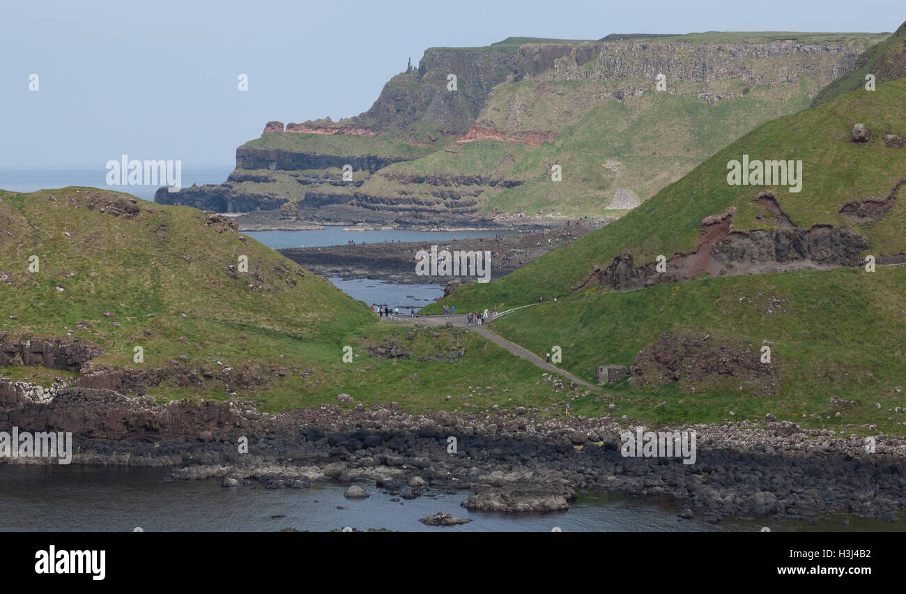 A view towards the Giant's Causeway on the coast of Northern Ireland. Stock Photo