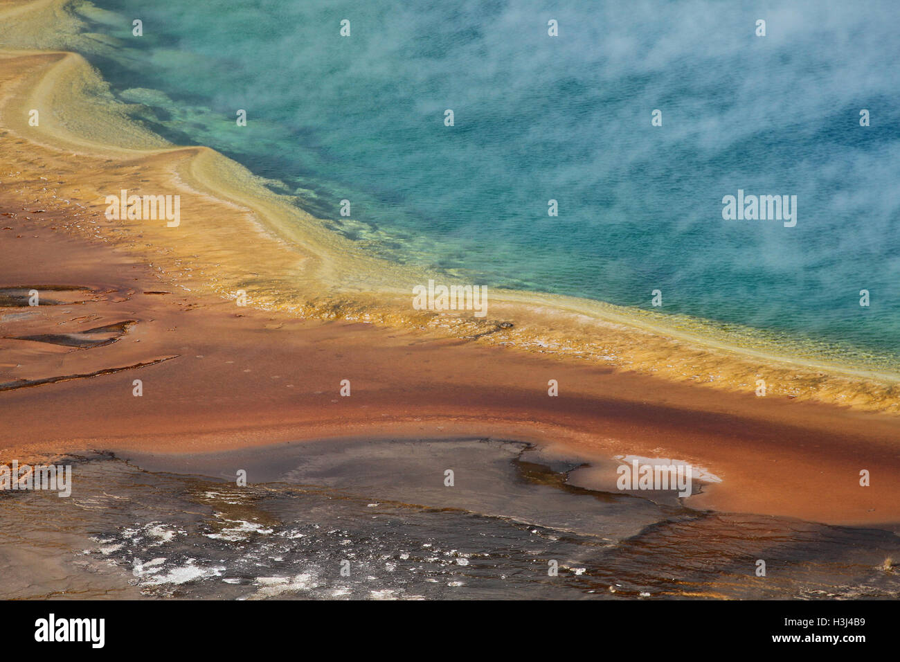 Steaming Grand Prismatic Spring Stock Photo