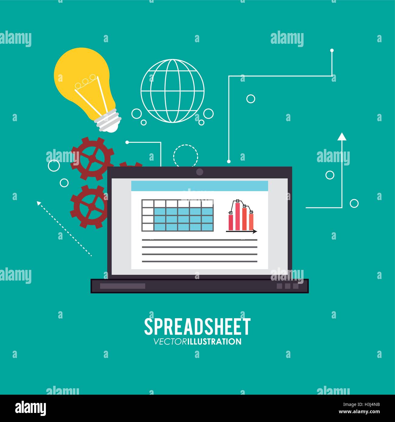 Spreadsheet design, technology and infographic concept Stock Vector