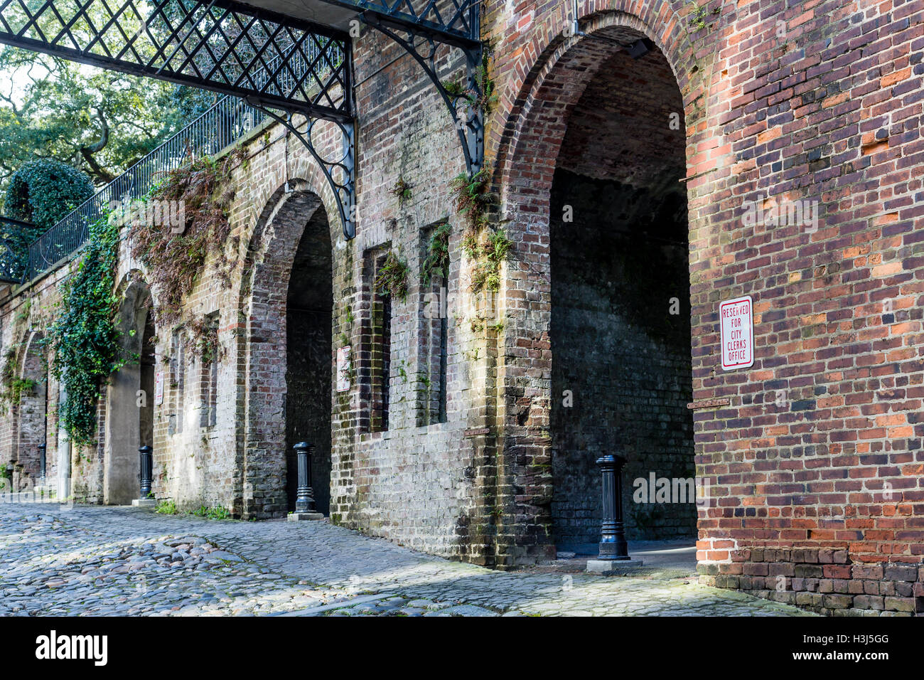 Old Brick Arches in Savannah Stock Photo