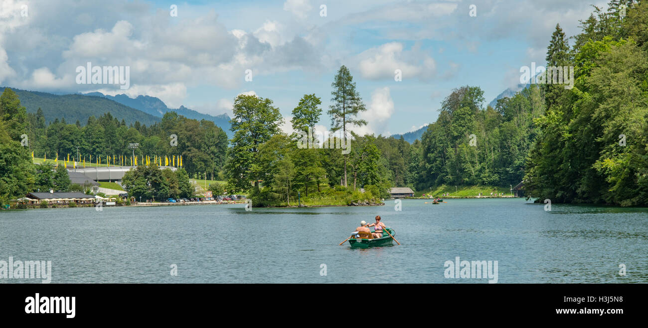 Christlieger Island Panorama, Konigsee, Bavaria, Germany Stock Photo