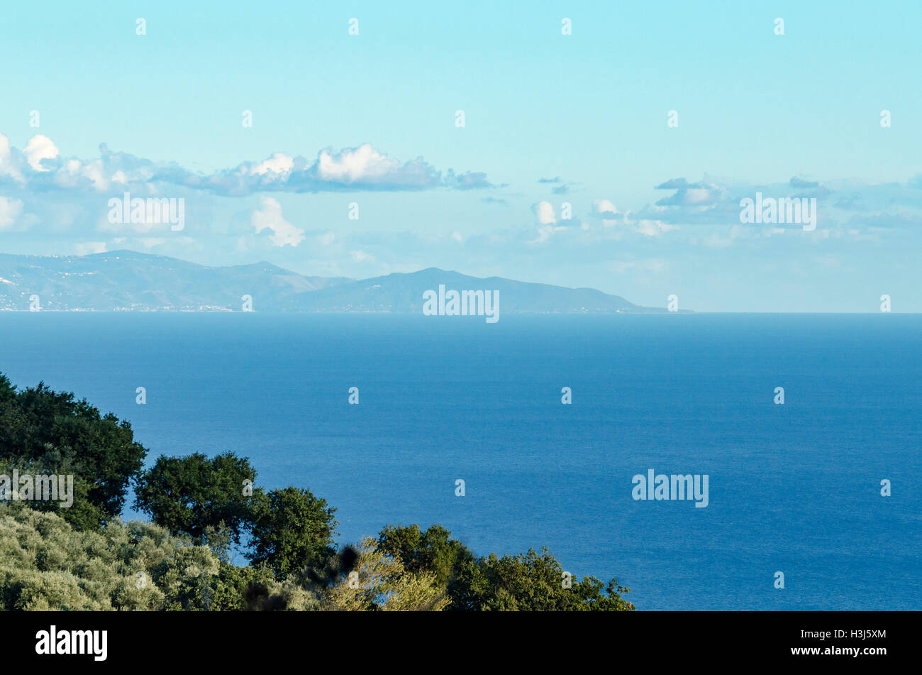 View over the Tyrrhenian Sea (Mediterranean), Amalfi Coast, Italy Stock Photo