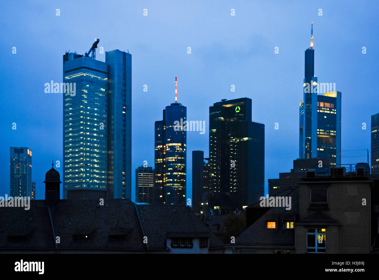 Frankfurt skyline at night Stock Photo - Alamy