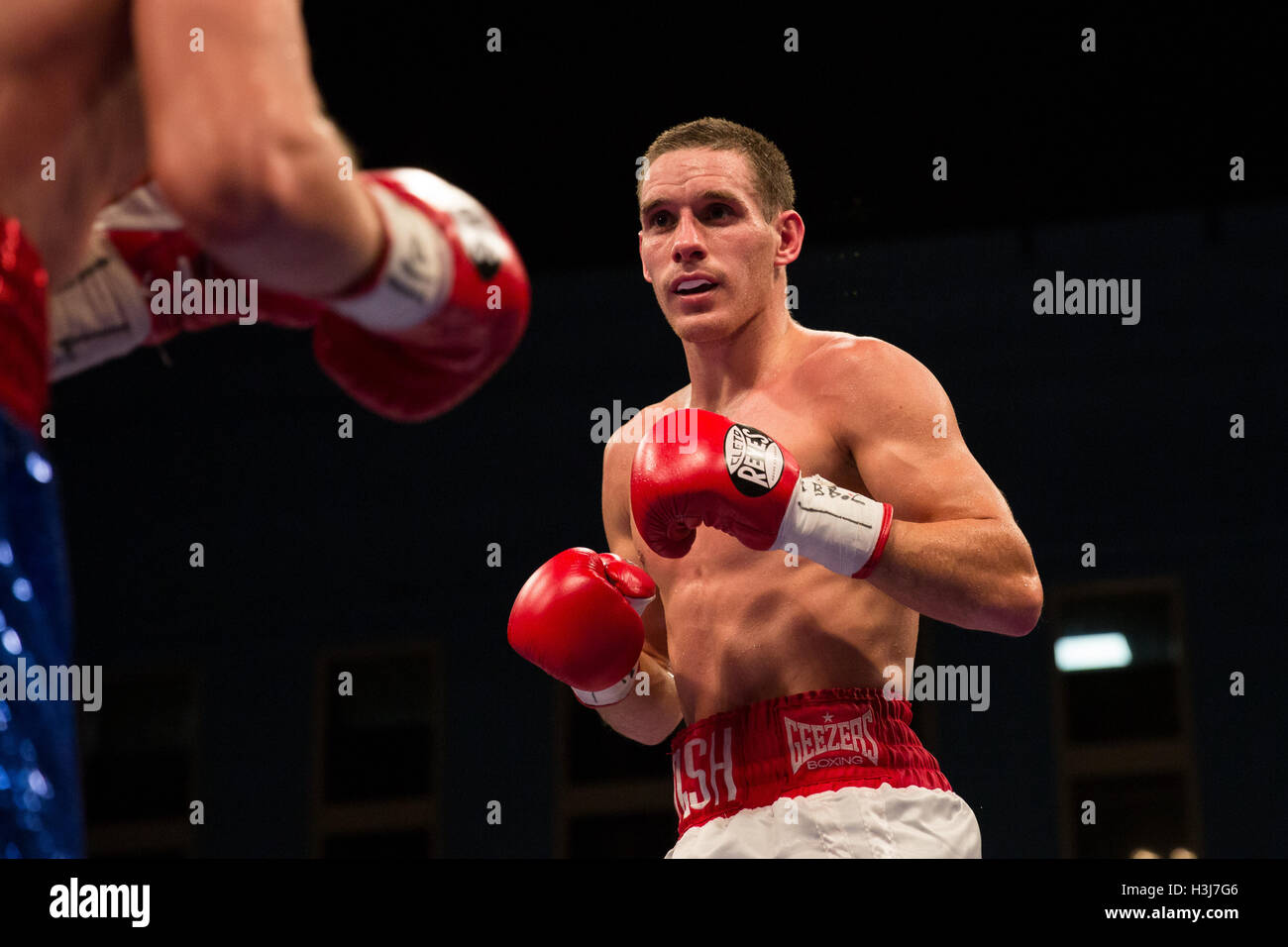 Liam Walsh boxing against Andrey Klimov Stock Photo