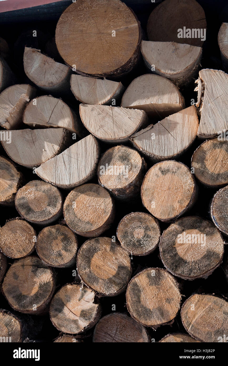 Group of piled firewood in winter Stock Photo Alamy