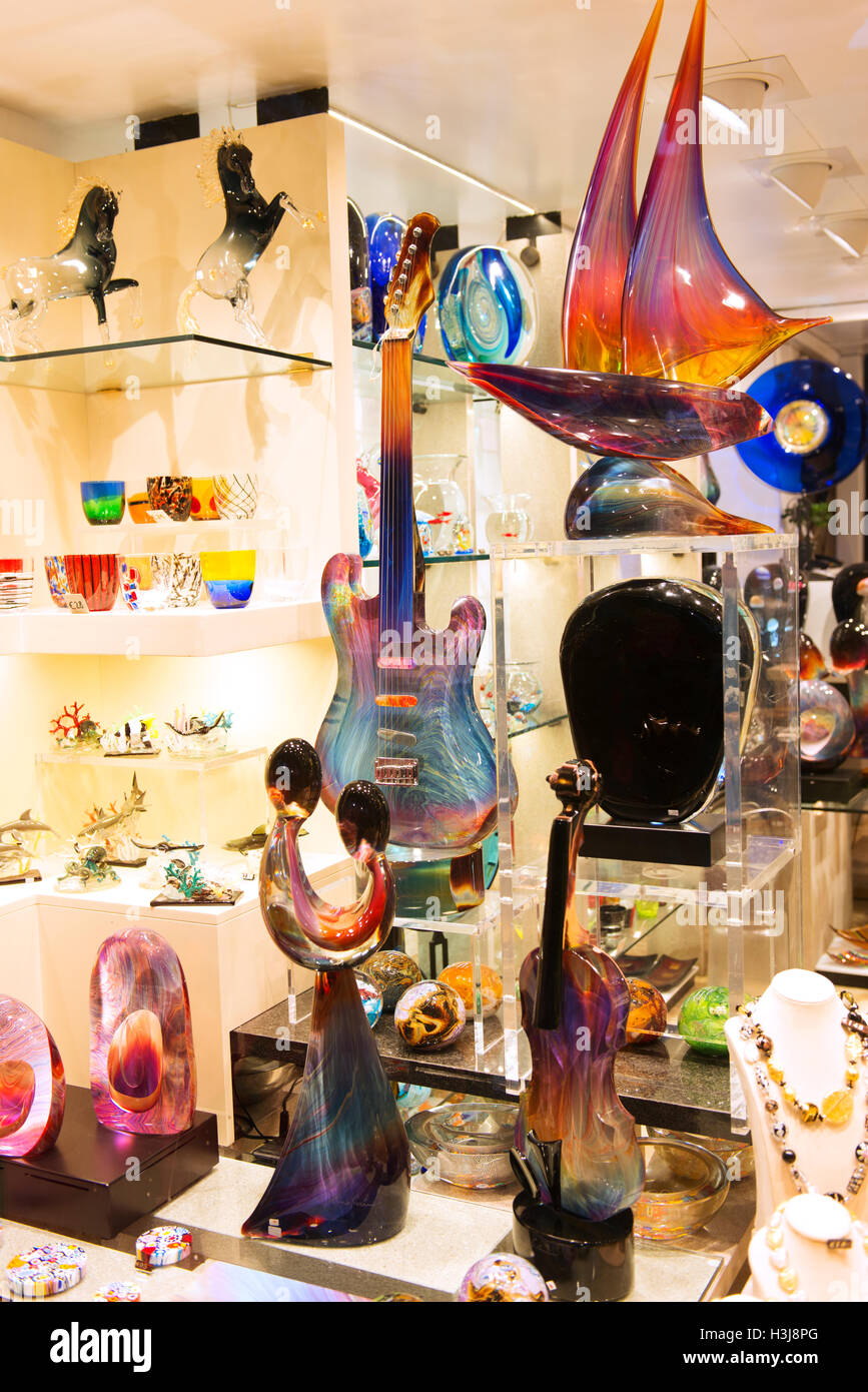 Contemporary Murano glasswork on display in Venice. Stock Photo