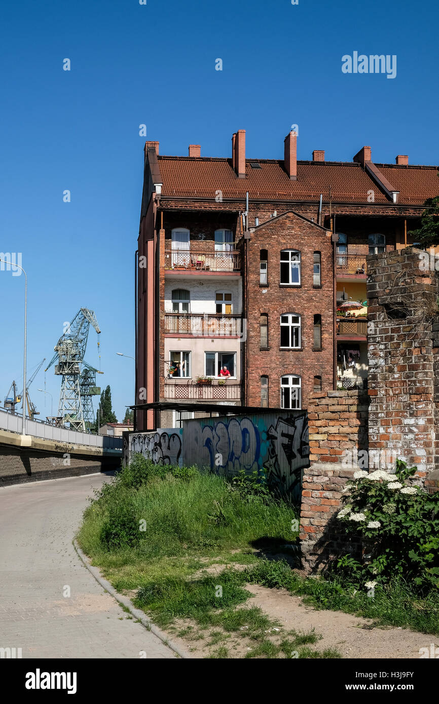 Housing of shipyard workers. Gdansk shipyard of Solidarity and the opposition. Stock Photo