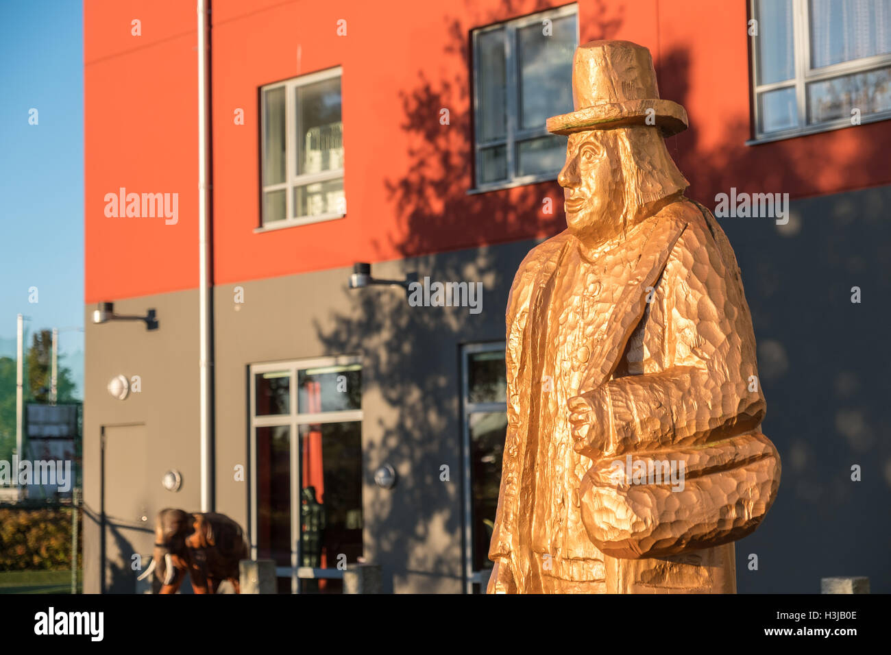 Public art in Skara, Sweden a sculpture depicting a peddler Stock