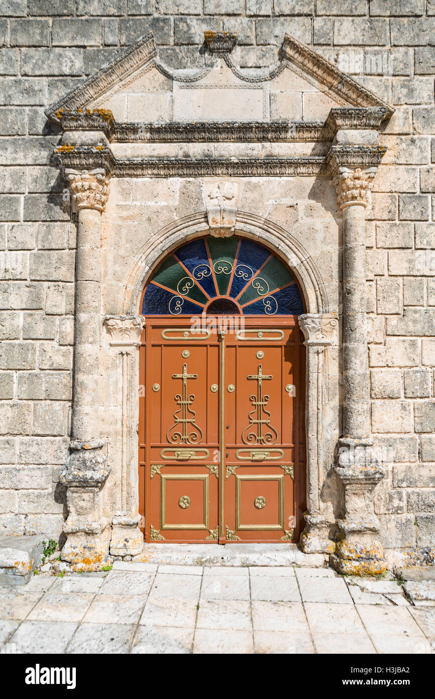 Door of the Church of the Evangelistria, Cephalonia Stock Photo