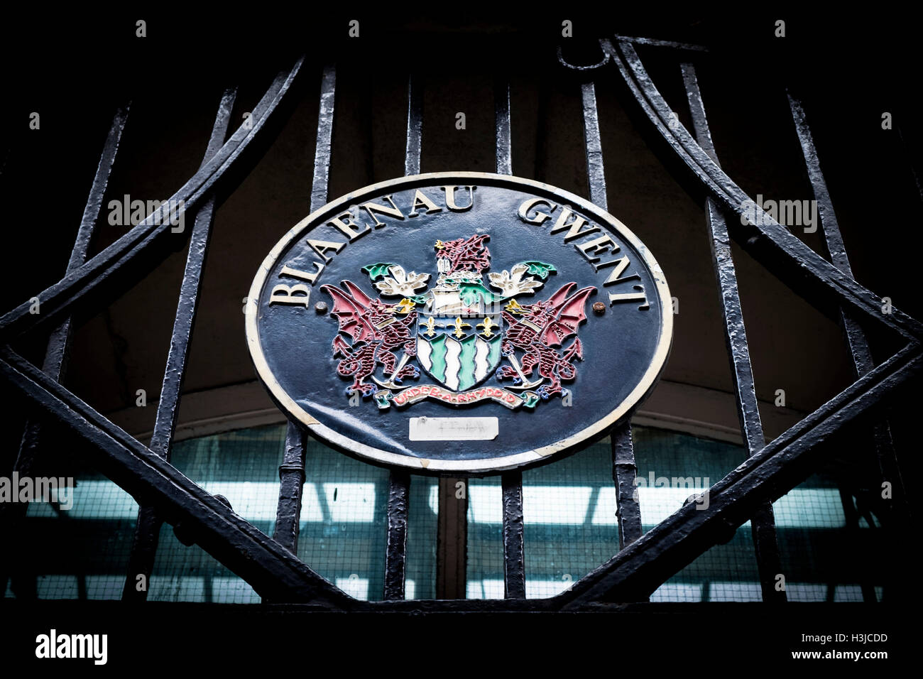 An old Blaenau Gwent local council sign in Newport, South Wales Stock