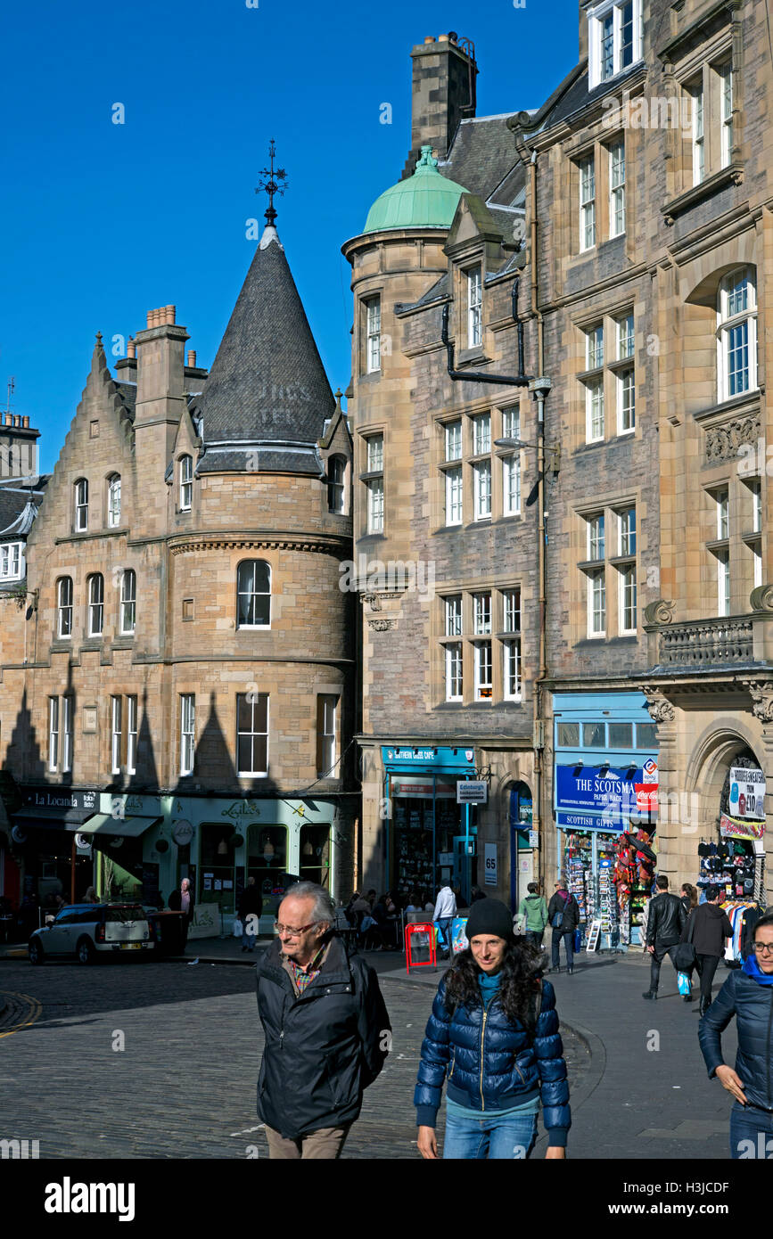At the top of Cockburn Street, just off the High Street in Edinburgh's Old Town. Stock Photo