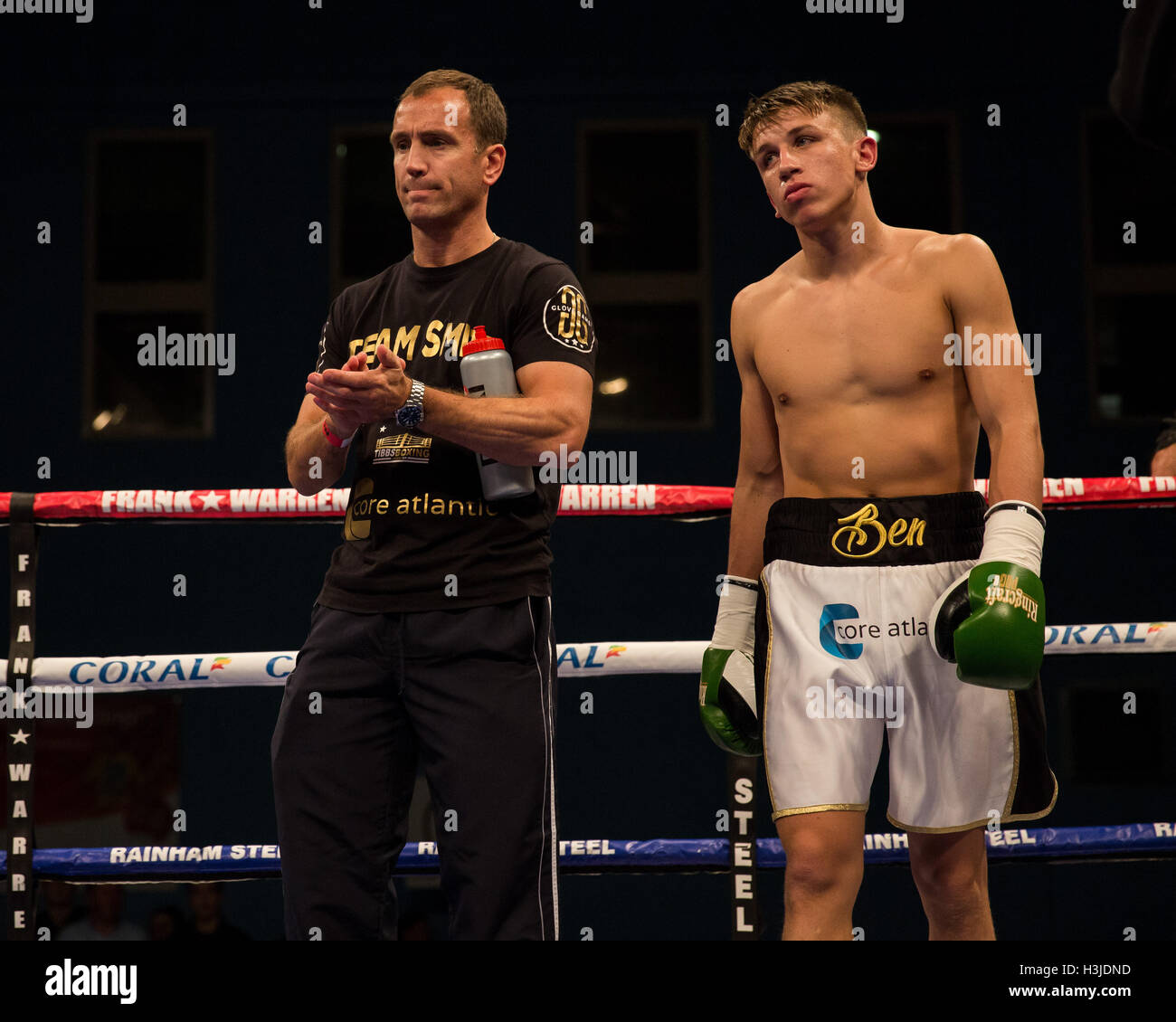 Ben Smith and Mark Tibbs before a boxing bout Stock Photo