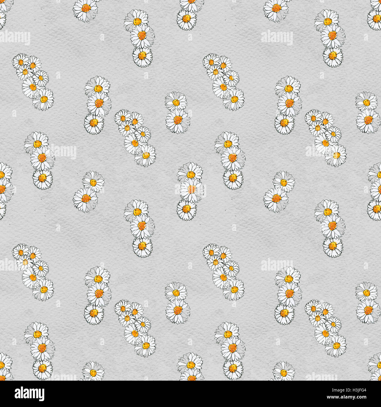 Seamless floral pattern with daisy flowers Stock Photo - Alamy