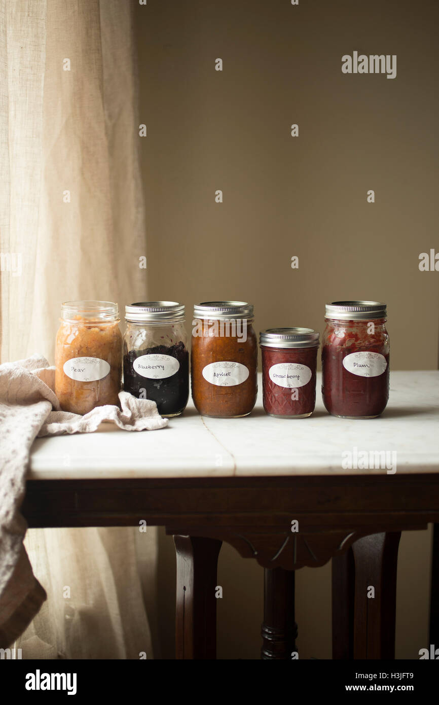 Home made Fruit Preserves in jars Stock Photo Alamy