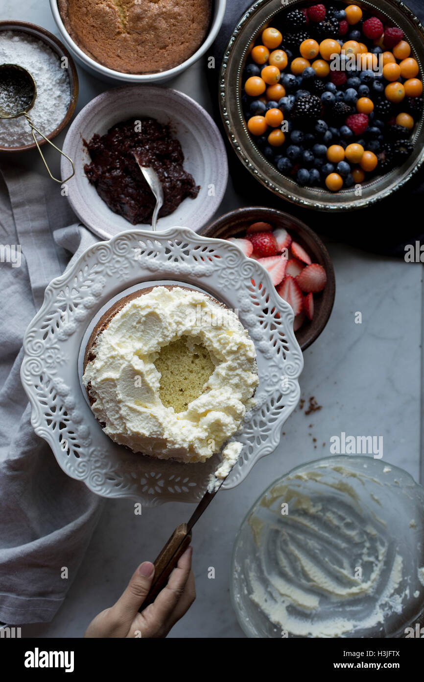 Sponge Cake Preparation Stock Photo