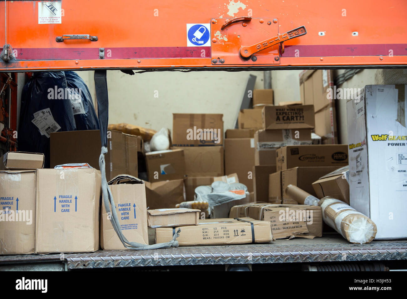 tnt van with slogan sure we can,market, delivery, corporation, isuzu, business, wide, shipping, germany, supply, shipment, freig Stock Photo