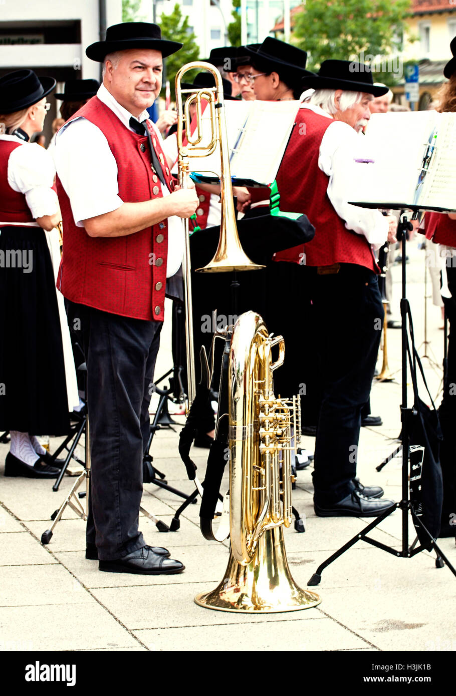 Garching Germany - tuba performers at Brass Band open air Concert Stock ...