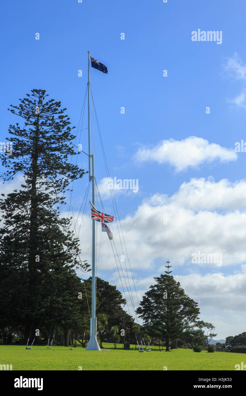 Waitangi Treaty Grounds near Paihia in New Zealand is the site of the signing of the first agreement between Britain and the indigenous Maoris Stock Photo