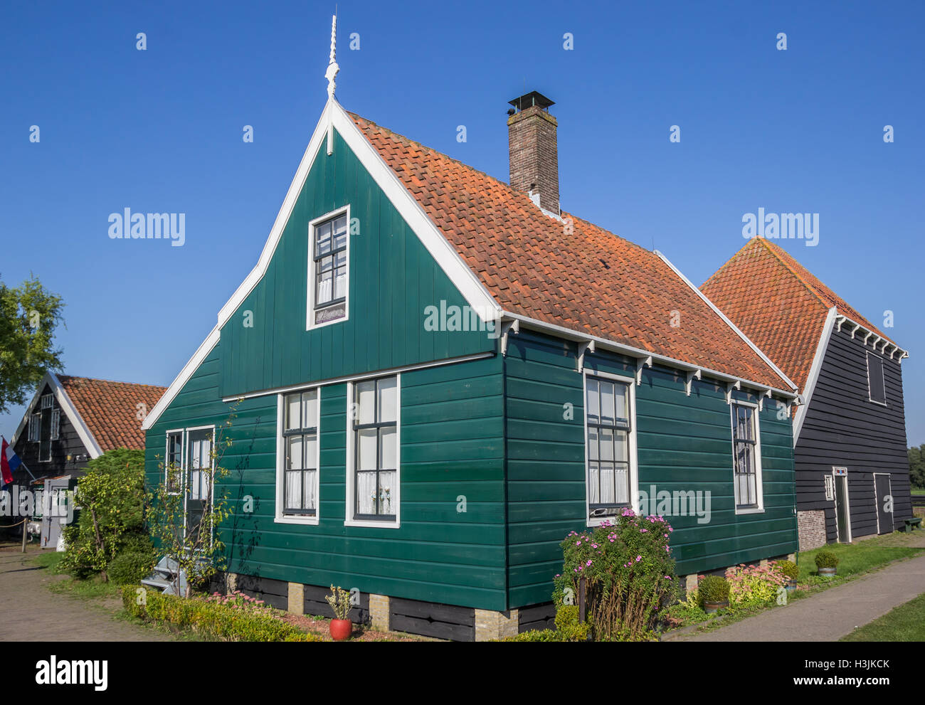 Traditional dutch wooden house in Zaanse Schans, The Netherlands Stock